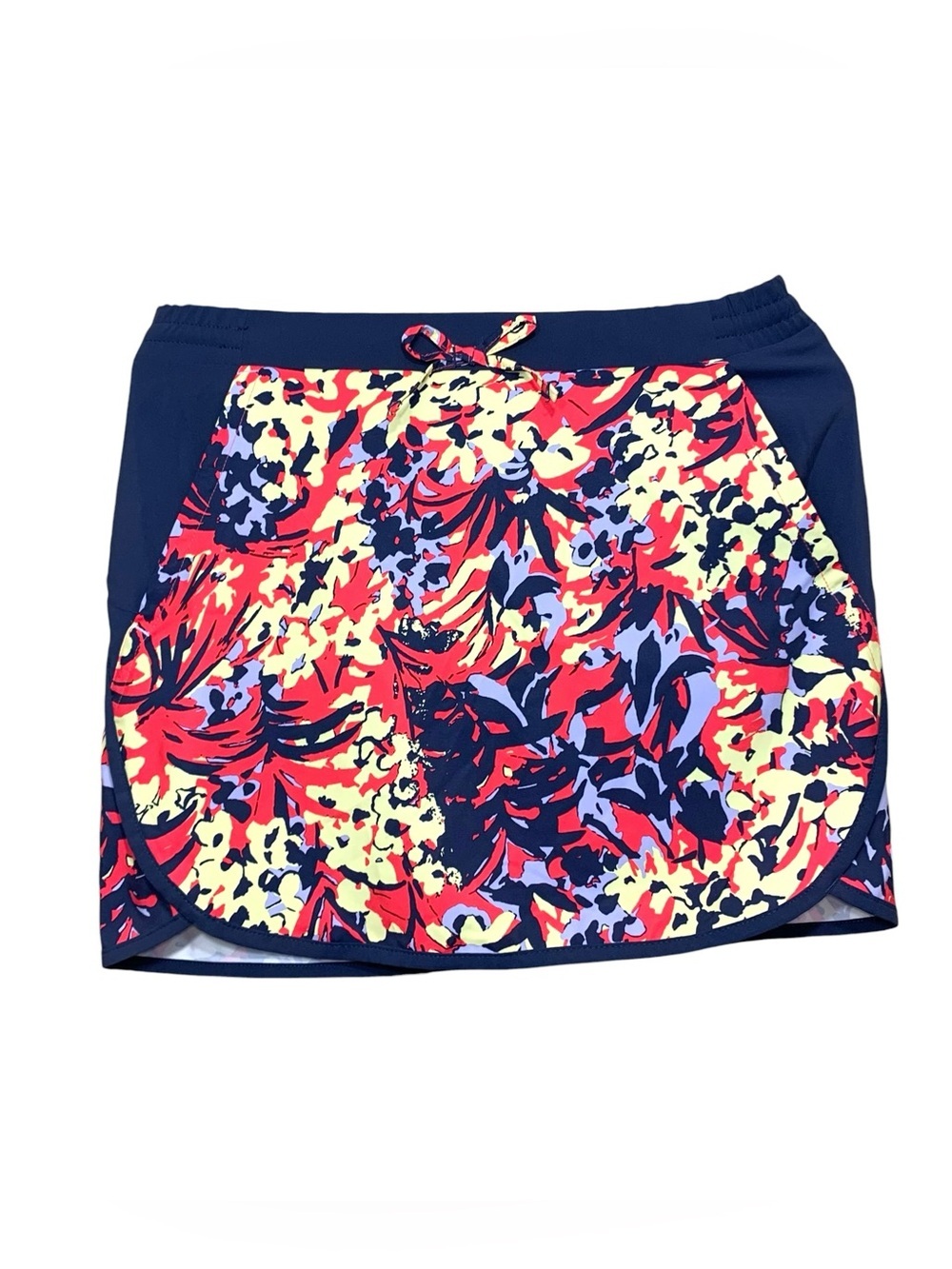 Columbia Navy Floral Active Skort Skirt Shorts L Sun Protector Feminine Sporty